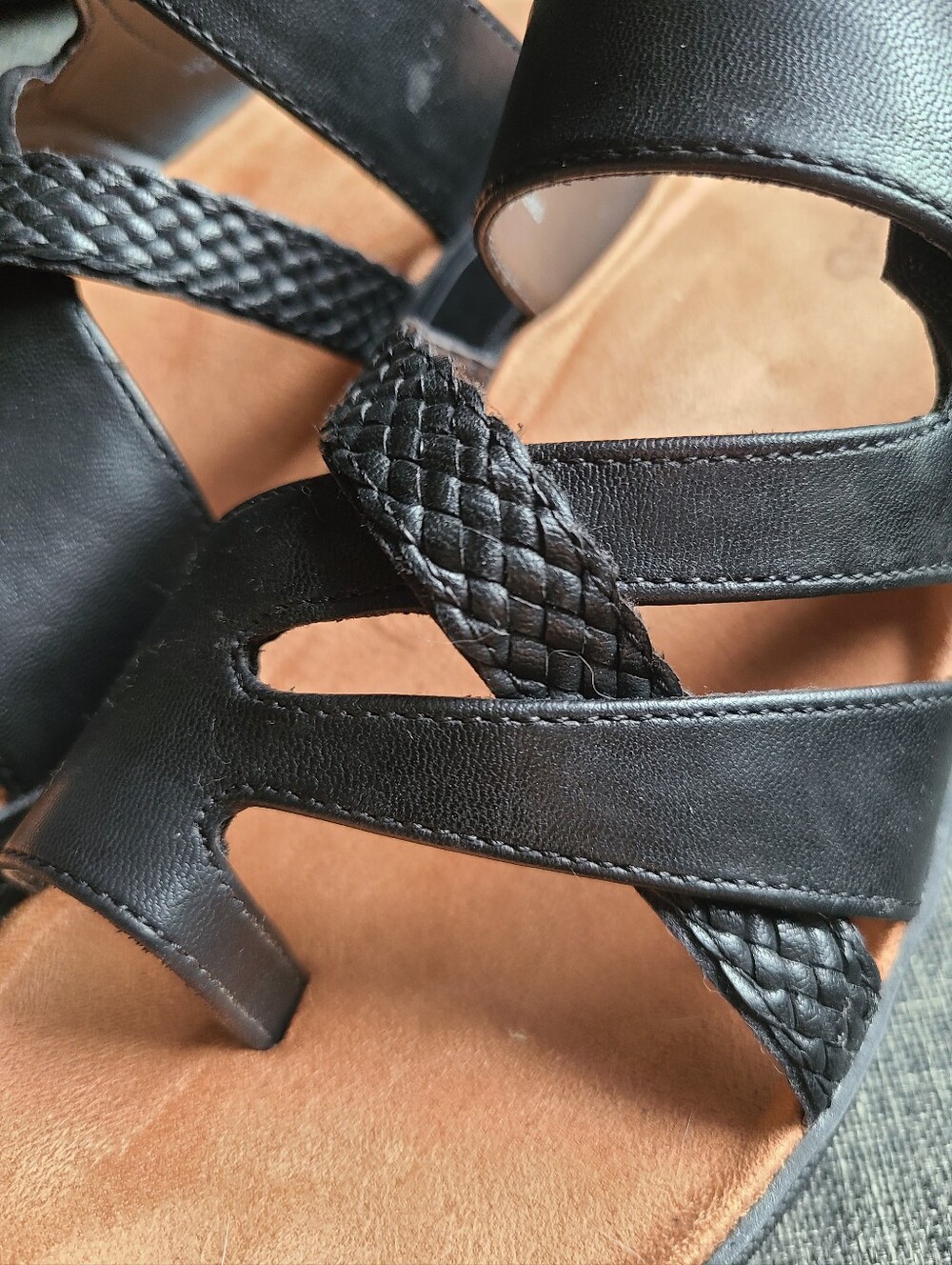 Black Strappy Slide Sandals with Braided Detail- Baretraps Felicitie Size 6.5 M - Picture 3 of 10